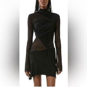 Mach & Mach sheer panel turtle neck dress